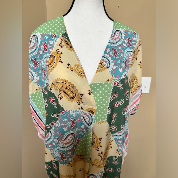 NWT GigiO Cottagecore Patchwork Midi Kaftan Dress Sz Small - Picture 6 of 12